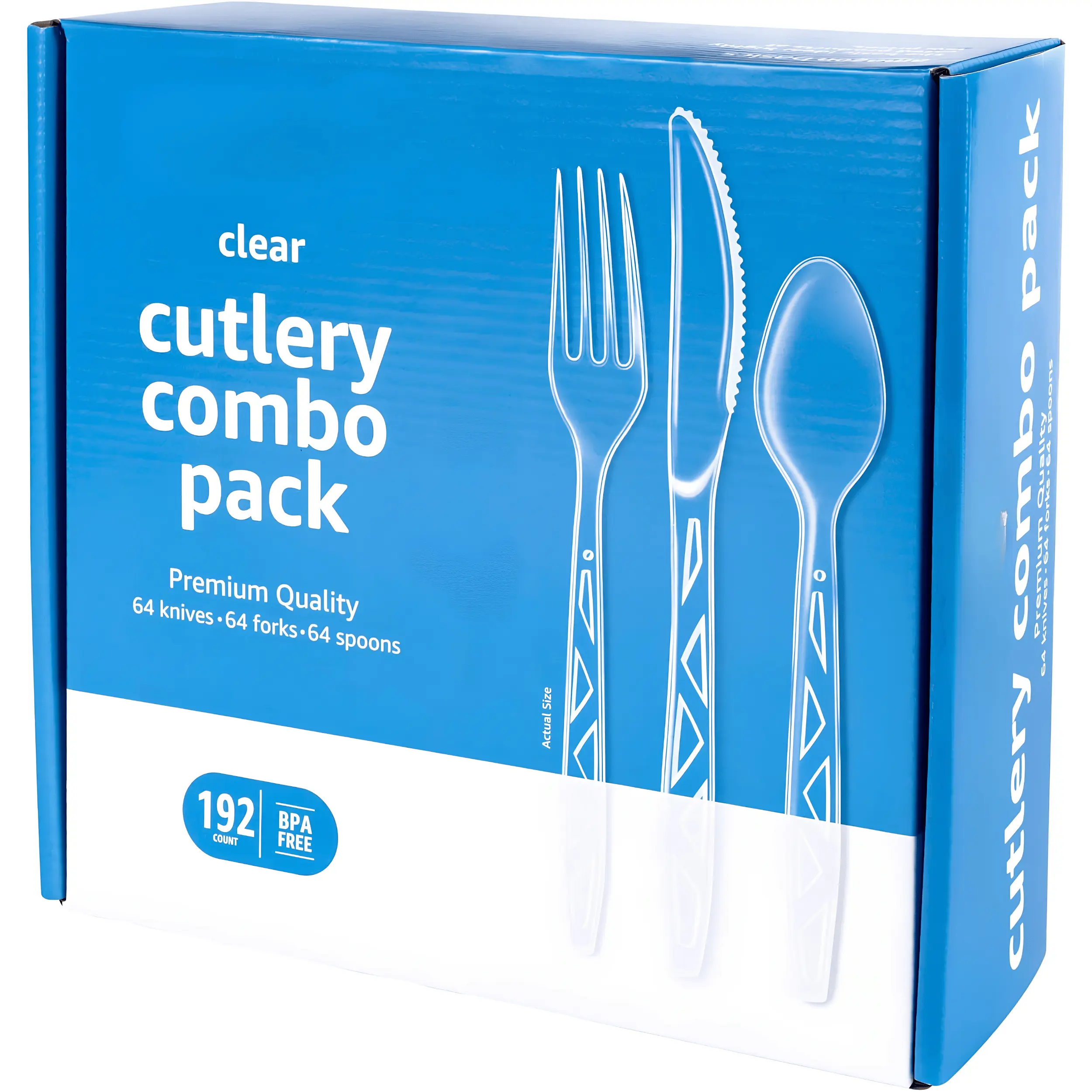 192PCS Clear Plastic Silverware Set Heavy Duty Disposable Forks, Spoons & Knives, Strong Plastic Cutlery for Parties, Weddings, Catering, BBQs, Picnics, Events & Everyday Meals, Premium Disposable Tableware for Gatherings