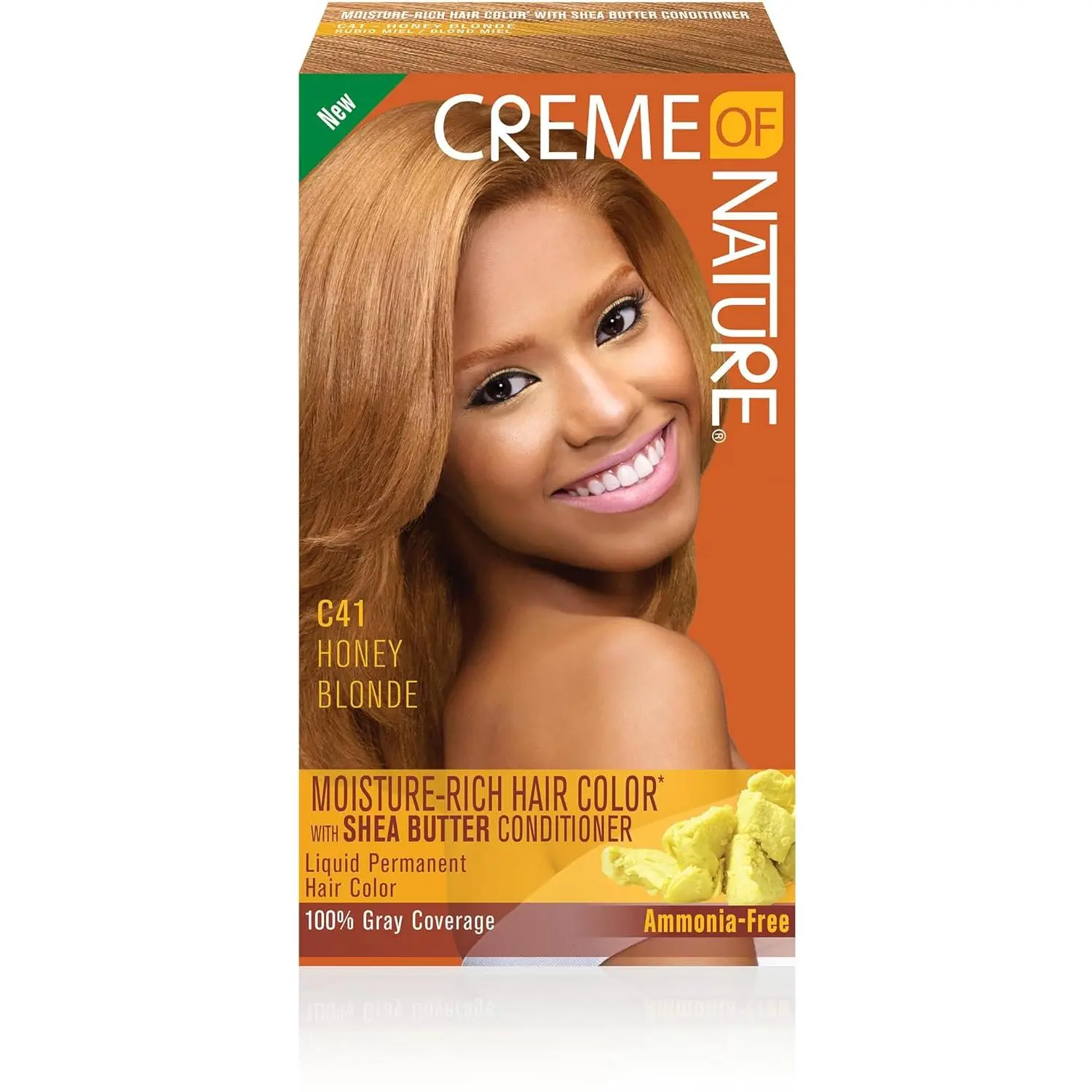 Creme of Nature Moisture-Rich Permanent Dye, C41 Honey Blonde, Ammonia-Free Moisturizer with Argan Oil & Shea Butter for Radiant Shine, 100% Grey Coverage & Color Protection, Haircare, Conditioning, Nourishing, Dyeing Hair, Luxury, Beauty Products