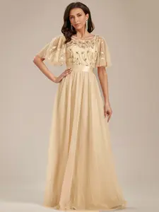 Ever-Pretty Evening dress, Fall Dress Women's A-Line Sequin Leaf Maxi Dress  , Galas & Evening dress, Formal Wear dress,,Workwear, 00904