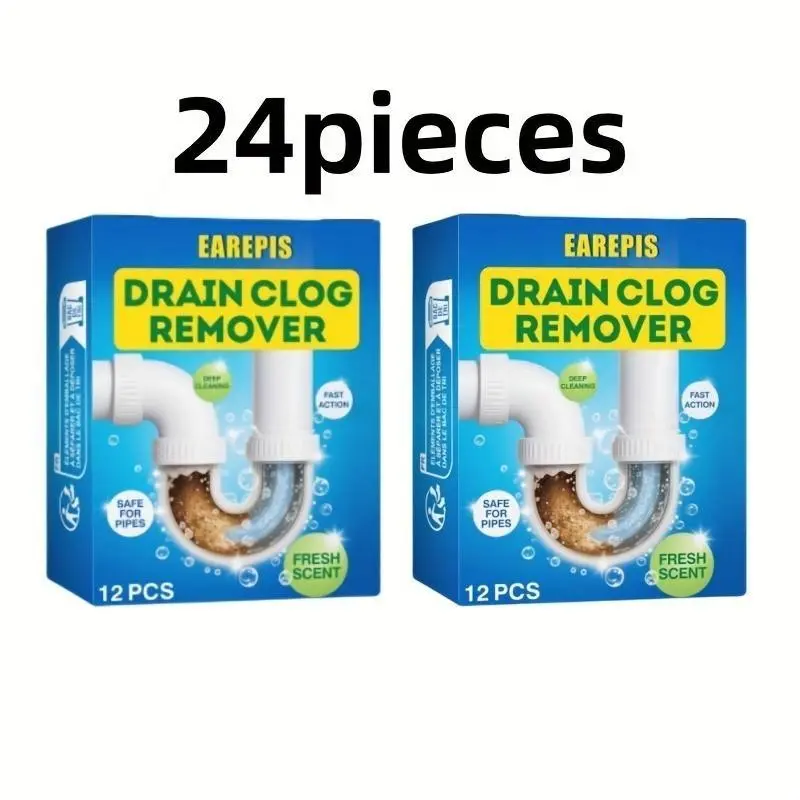 24-Pack Drain Cleaner Tablets, Easily Clear Toilet, Sink, and Drains, Eliminate Odors, Effective Plumbing Solution, Home Maintenance Essential