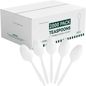 2000 Pack White Plastic Spoons Bulk, Heat Resistant Disposable Teaspoons, Plastic Silverware for Take out Restaurants, Parties, Picnics, Travel & Any Events