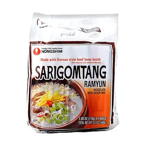 Nongshim Korean Beef Bone Soup Noodles (4-Pack) - Rich & Creamy Gomtang Ramen, Authentic Korean Flavor, 440g