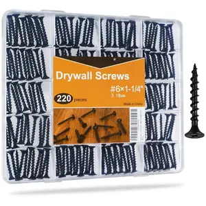 #6 * 1-1/4in Drywall Screws, Dry Wall Screws for Drywall , 220 count Coarse Thread Sheetrock Screws - Black Bugle- Phillips Self Tapping  Screws