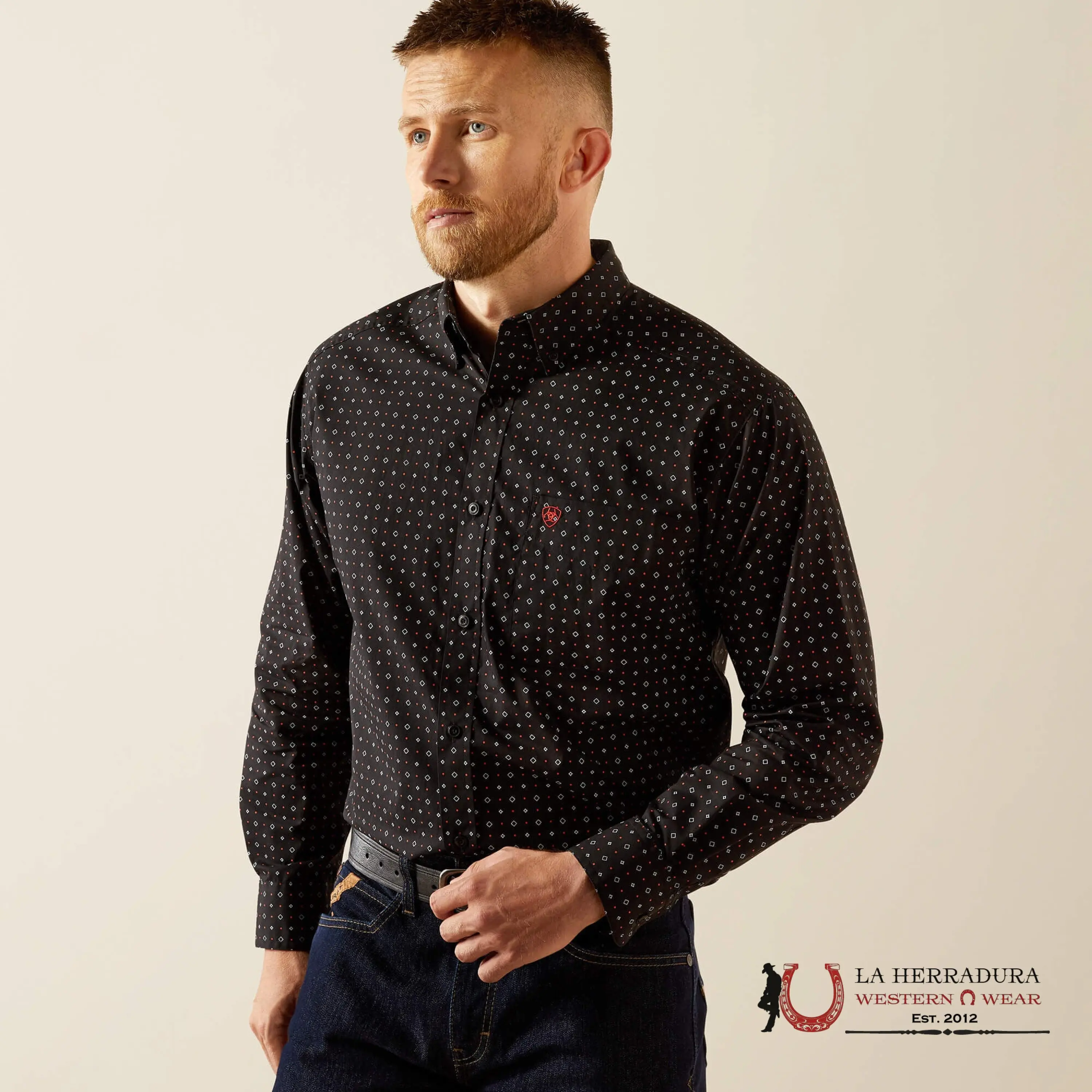 ARIAT MENS WESTBROOK BLACK LONG SLEEVE SHIRT - 10058764