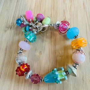 Lampwork Glass & Sterling bracelet set