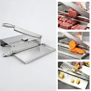 Household & Commercial Meat Cutter,Stainless Steel Manual Slicer,Effortless Frozen Beef Roll Slicing Machine,Kitchen Tool for Cutting Vegetables, Carrot, Corn and More, All-in-one Meat & Vegetable Slicer for Home and Restaurant Use