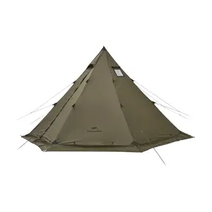 Naturehike Ranch Fire Teepee Tent with Stove Jack, 4-6 Person Waterproof Windproof 4 Season Tent for Cold Weather Camping
