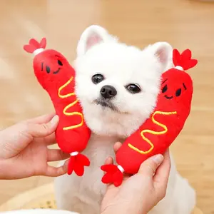 Dog Barking Sound Plush Toy, Hot Dog Chew Toy, Pet Teething Sound Plush Toy, Puppy Durable Interactive Chew Toy ﻿