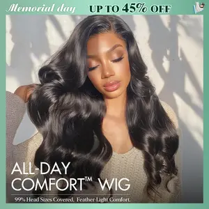 After Black 7x6 Glueless Wigs  Human Hair Pre Plucked Pre Cut Body Wave Lace Front Wigs Human Hair for Women Drawstring Glueless Wigs for Beginners  with Elastic Drawstring 180% DensityNatural Black#TikTokShopSpringGlowUp