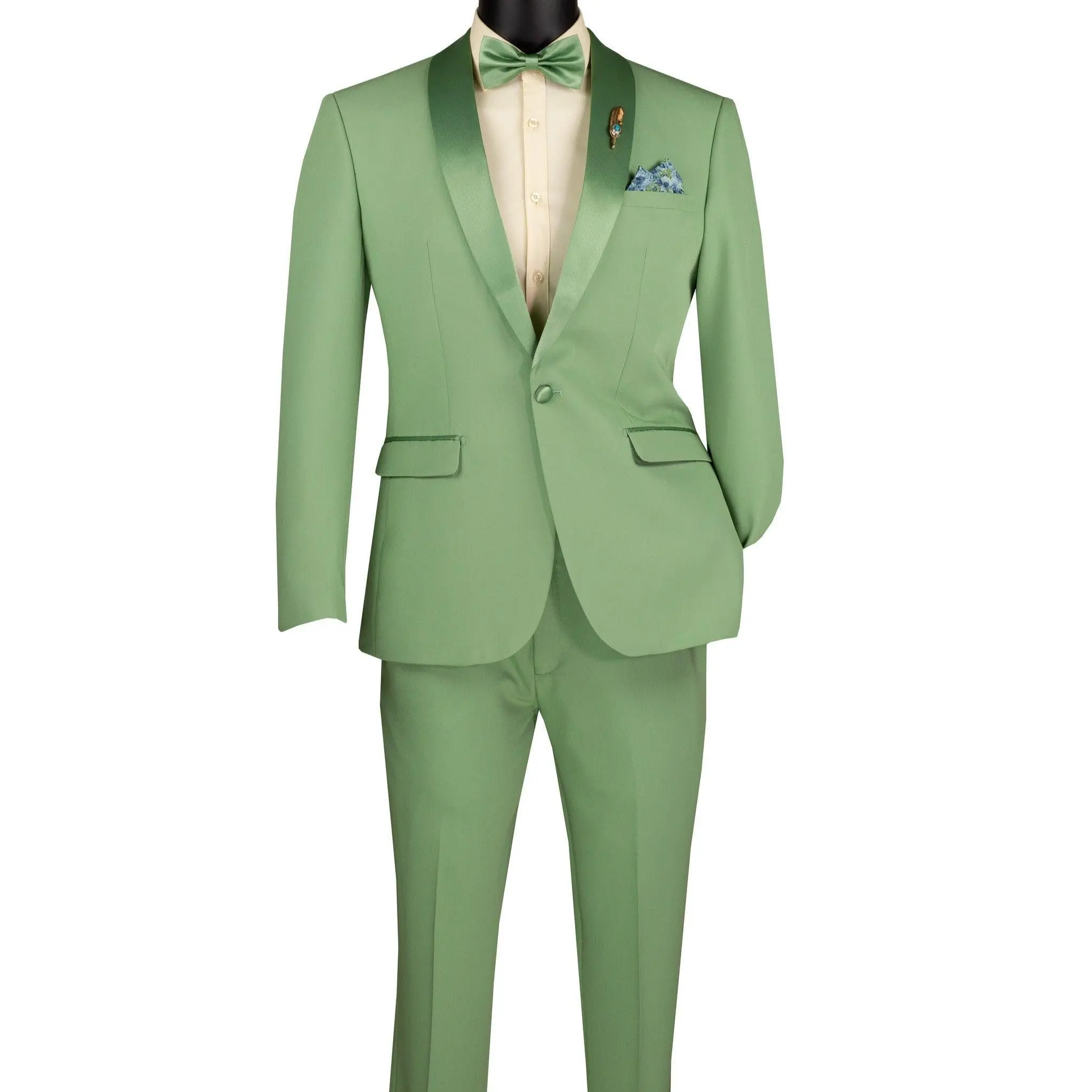 Men’s 2-Piece Stretch Slim Fit Shawl Lapel Tuxedo - Sage