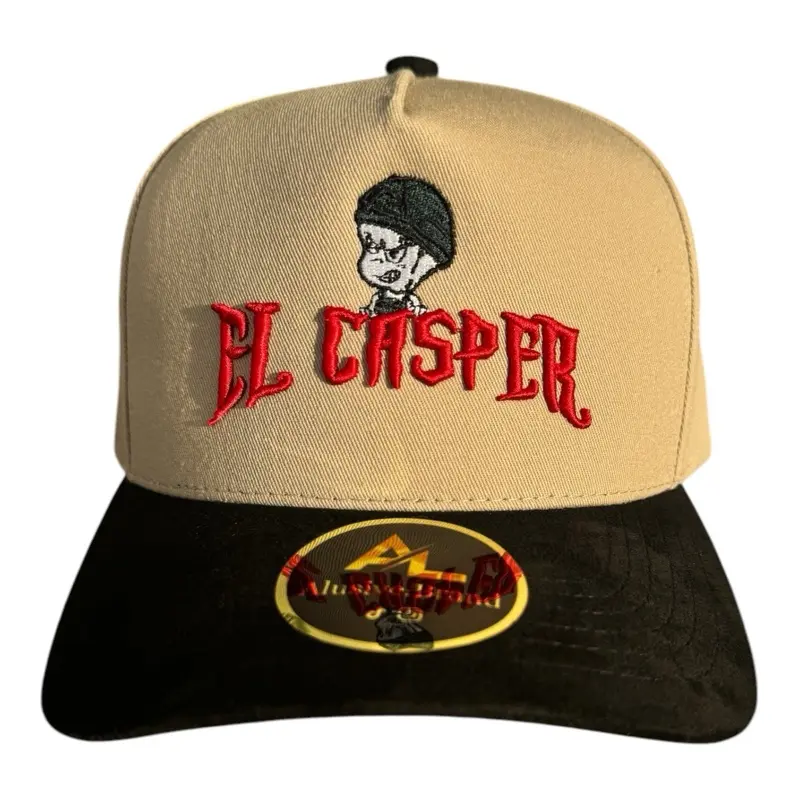 EL CADPER HAT by Brand - Beige and Black Cap with EL CASPER Logo Embroidery