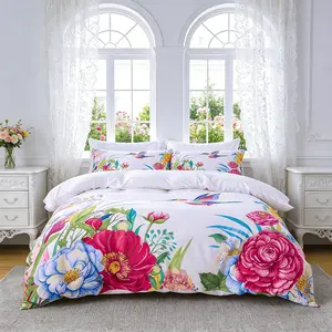 3pcs Plant Flower Hummingbird Bedding Set, Includes 1 Duvet Cover + 2 Pillowcases, Comfortable Sleep, Durable Material, Perfect Gift for Dorm Room
