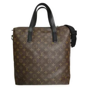 Pre-owned Louis Vuitton Monogram coated canvas with leather trim Shoulder Bags macassar Kitan Brown monogram with black leather handles Very Good S014260416046