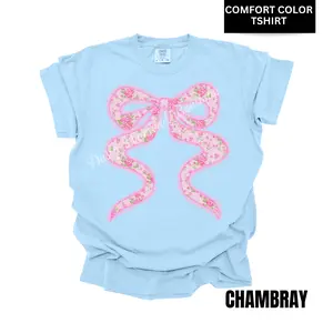Blushing Bloom Bow Comfort Color T-Shirt