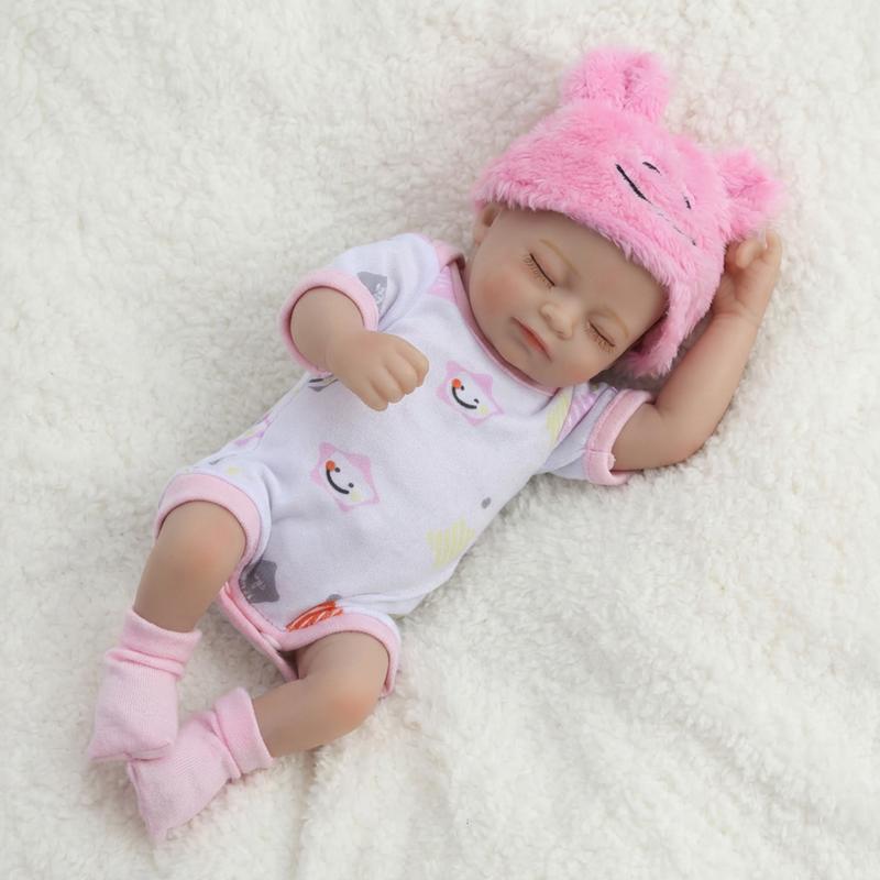 [WOOROY] Reborn Baby Doll Clearance - 10 In Mini Lifelike Baby Doll with Full Vinyl Body, Sleeping Eyes, Perfect Birthday & Christmas Gift for Kids 3+