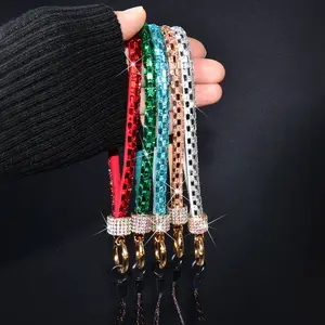 Elegant Rhinestone Phone Case Wrist Strap, High-End Square Water Drill Lanyard, Outdoor Anti-Loss Short Sporty Hanging Rope, Phone Charm