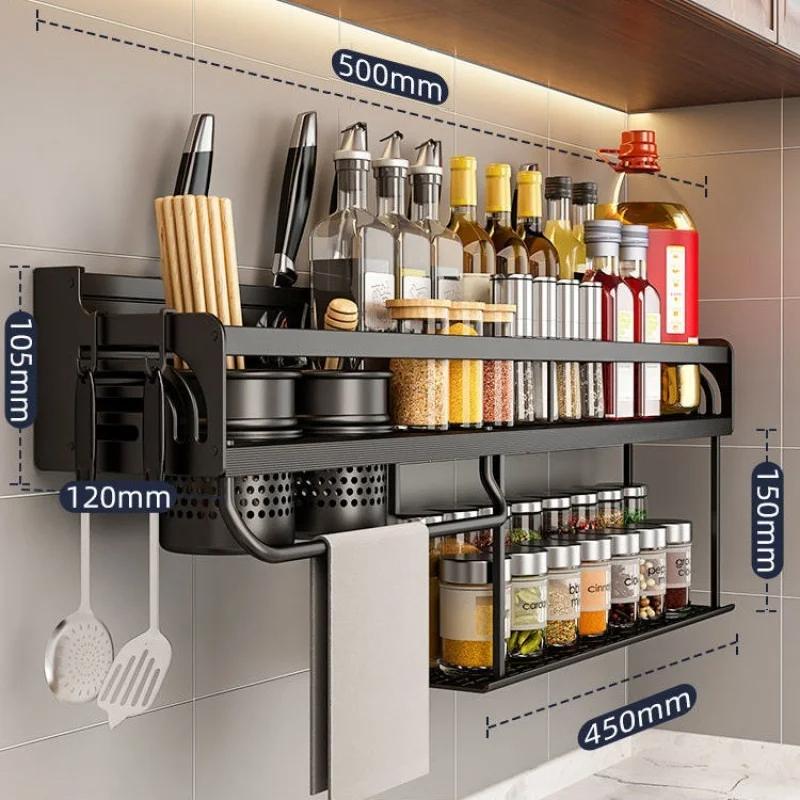 Kitchen Organizer Shelf Wall-Mounted Spice Storage Rack Kitchen Knife Holder Wall Seasoning Chopstick Spoon Shovel Storage Does not apply