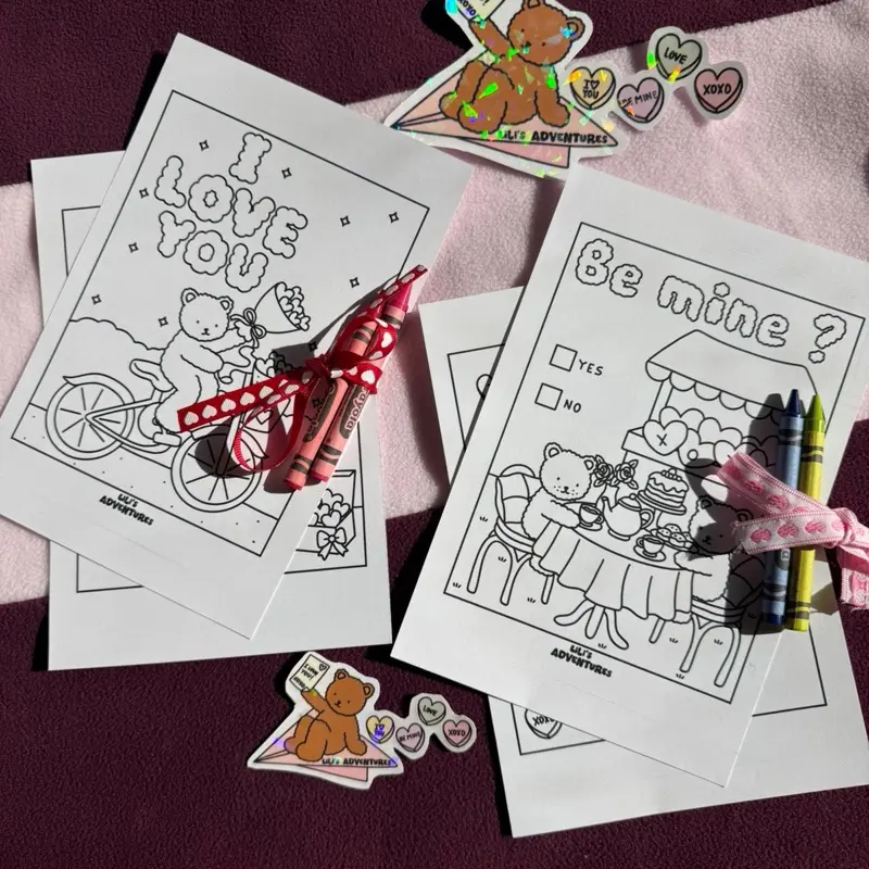 Lilis Adventures Valentines collection (coloring pages)