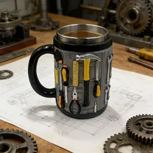 3D Mechanic Toolbox Mug, Ultimate Mechanic's Toolbox Mug, Funny Coffee Cup, Ideal Gift for Husband Dad, Perfect for Birthdays & Anniversaries, Drinking Mug, Drinkware