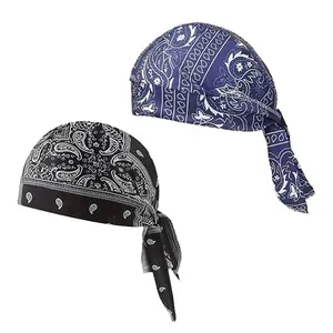 Paisley Cooling Headscarf Cap Set Bandana Beanie Motorcycle Pirate Head Wrap Safety Helmet Liner Elastic Fit Summer Sports Cap