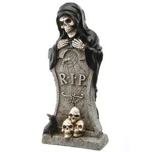 12 in. Halloween Skeleton Behind a Tombstone Decoration