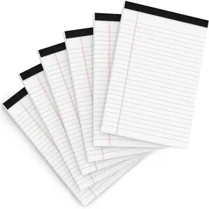 5x8 Inch College Ruled Legal Pads 80 GSM Paper Writing Pads 30 Sheets 6 Pack Notepads for Office Work To Do Grocery Shopping Lists