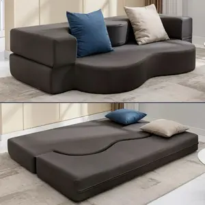 Foldable Sofa Bed, Leathaire Floor Sofa Bed, Fold Out Couch Bed, Futon Sofa Bed