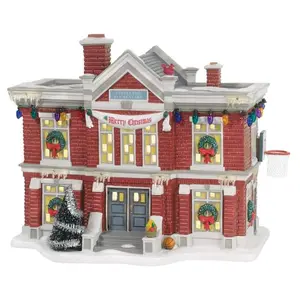 Cleveland Elementary School 8 x 6 x 6.5" Christmas Village Building with Lights and Decorations