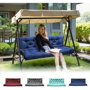 Porch Swing Cushions, Waterproof Swing Cushions Replacement with Backrest, 2-3 Seater Outdoor Swing Bench Cushions for Patio Furniture, Thickened 4 Inch Memory Foam Swing Seat Cushion 60x40, Navy