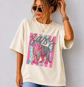 Comfort Colors Preppy Easy Tiger Tee, Funny Sarcastic T-shirt, Snarky Colorful Shirt Doodle Tee, Trending Stripes Tshirt, Girly Boutique Tee Gift for Her, Cotton Fabric - Ahri Clothing