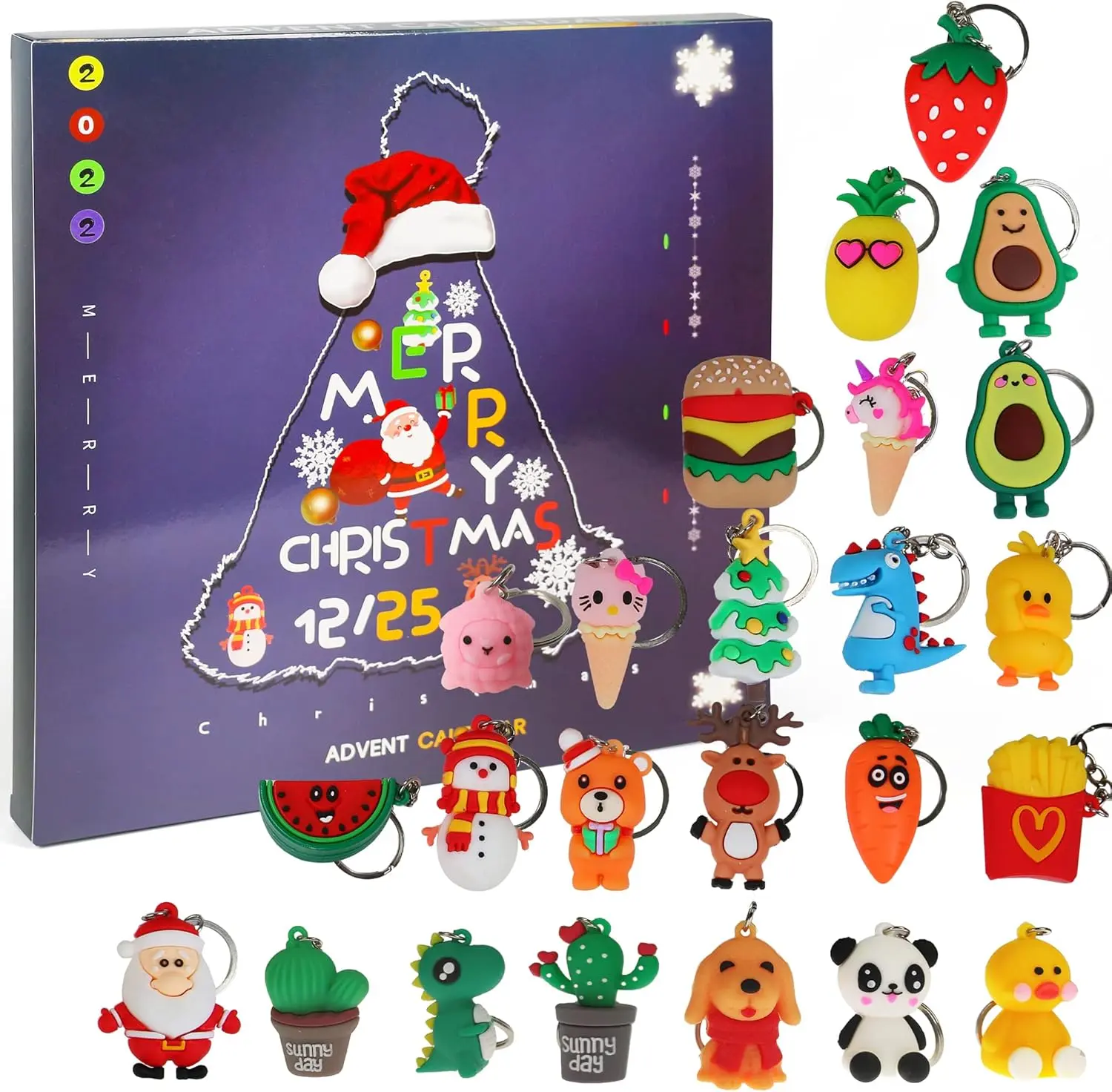 Christmas Advent Calendar for Kids Holiday Countdown Calendar | Advent Calendar with 24 Pcs Micro Lovely Silicone Doll Key Ring Christmas Holiday Gift for Children