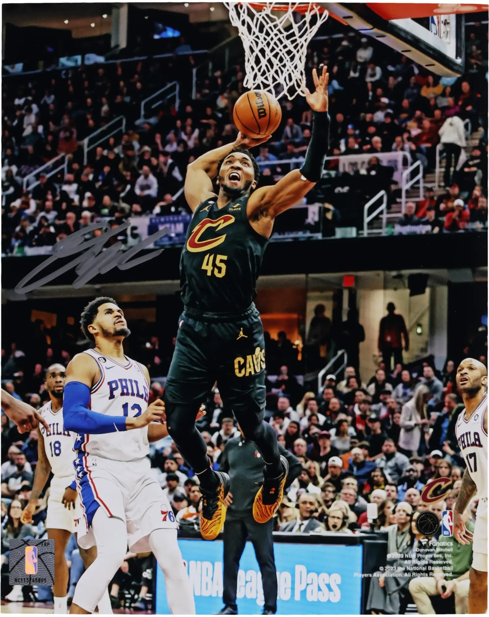 Donovan Mitchell Cleveland Cavaliers Autographed 8" x 10" Dunk in Black Photograph - Fanatics Authentic Certified