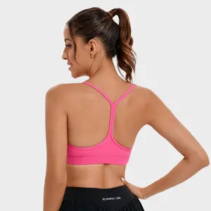 RUNNING GIRL Y Back Sports Bras for Women - Removable Padded Racerback Low Impact Spaghetti Thin Strap Workout Yoga Top