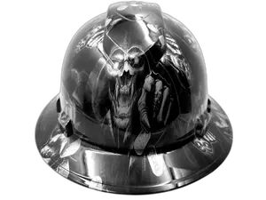 Grim Reaper Skull Dog Tags - Custom Hydro Dipped Full Brim Hard Hat