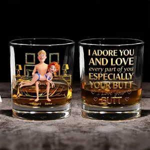 Naughty Couple Round Glass - Personalized Gifts For Couple