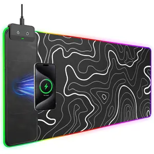 RGB Gaming  Pad, 31.5"x15.7" XXL Large Desk Mat, Desk Pad for Gamer, 9 Light Modes, Non-Slip Rubber Base, , Computer Keyboard Mat, Black
