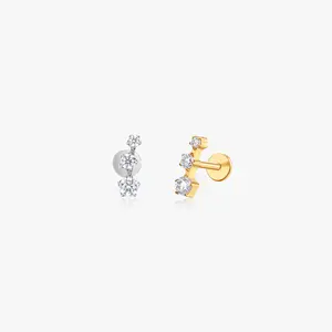Trio Star Titanium Flat Back Stud (Single)