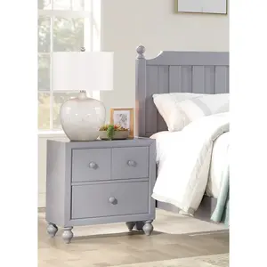 Transitional Gray Finish 1pc Nightstand of Drawers Wood knobs Turned Feet Modern Bedroom Furniture