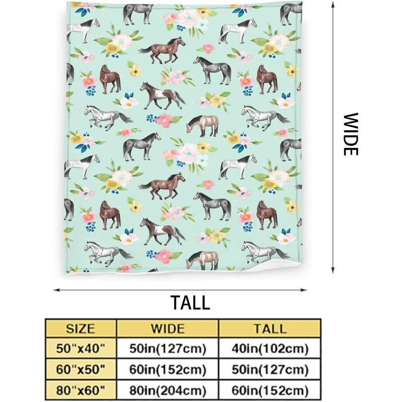 Horse Throw Blanket Super Soft Warm Floral Horse Blanket for Girls Kids, Cozy Plush Fleece Farm Stuffed Animal Horse s ding Blanket for Women  Couch  40"inx50"in