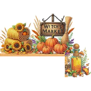 Scarecrow Diamond Painting Door Corner Sign Rhinestone Door Frame Decor Diamond Art Door Right Angle Sign for Indoor Outdoor Wall