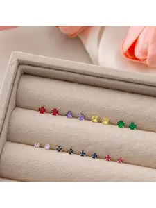 Simple, niche, mini and cute zircon stud earrings. New style, elegant and high - end, daily versatile and sweet earrings for women.