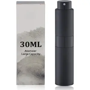 Perfume Atomizer Refillable Travel Bottle: Cologne Portable Sprayer for Men - Mini Spray Empty for Refill - 1oz Large Size Black