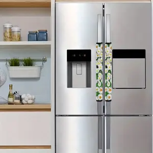 2pcs 4.7x15.7 inch Floral Daisy pattern Kitchen Appliance Handle Dust cover, Household dust cover, detachable and reusable covers, suitable for refrigerators, dishwashers, microwave ovens, ovens, 0104CYJ