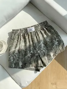 Y2K Street Style Loose-Fit Gym Shorts, All-Over Print, Elastic Waist, Casual Summer Wear, Trendy Fashion for Women