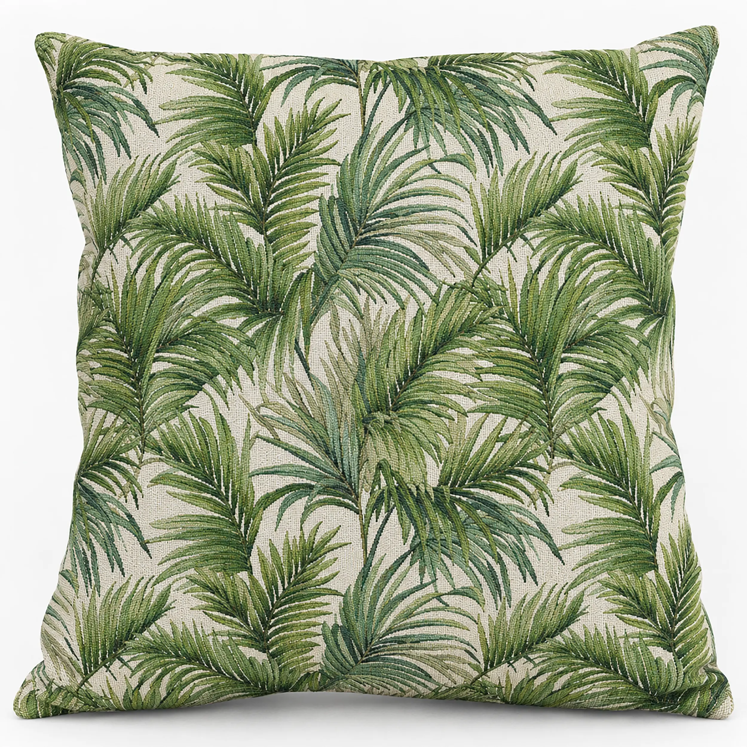 Tropical Palm Leaf Woven Throw Pillow, Double-Sided, Botanical Sofa Decor