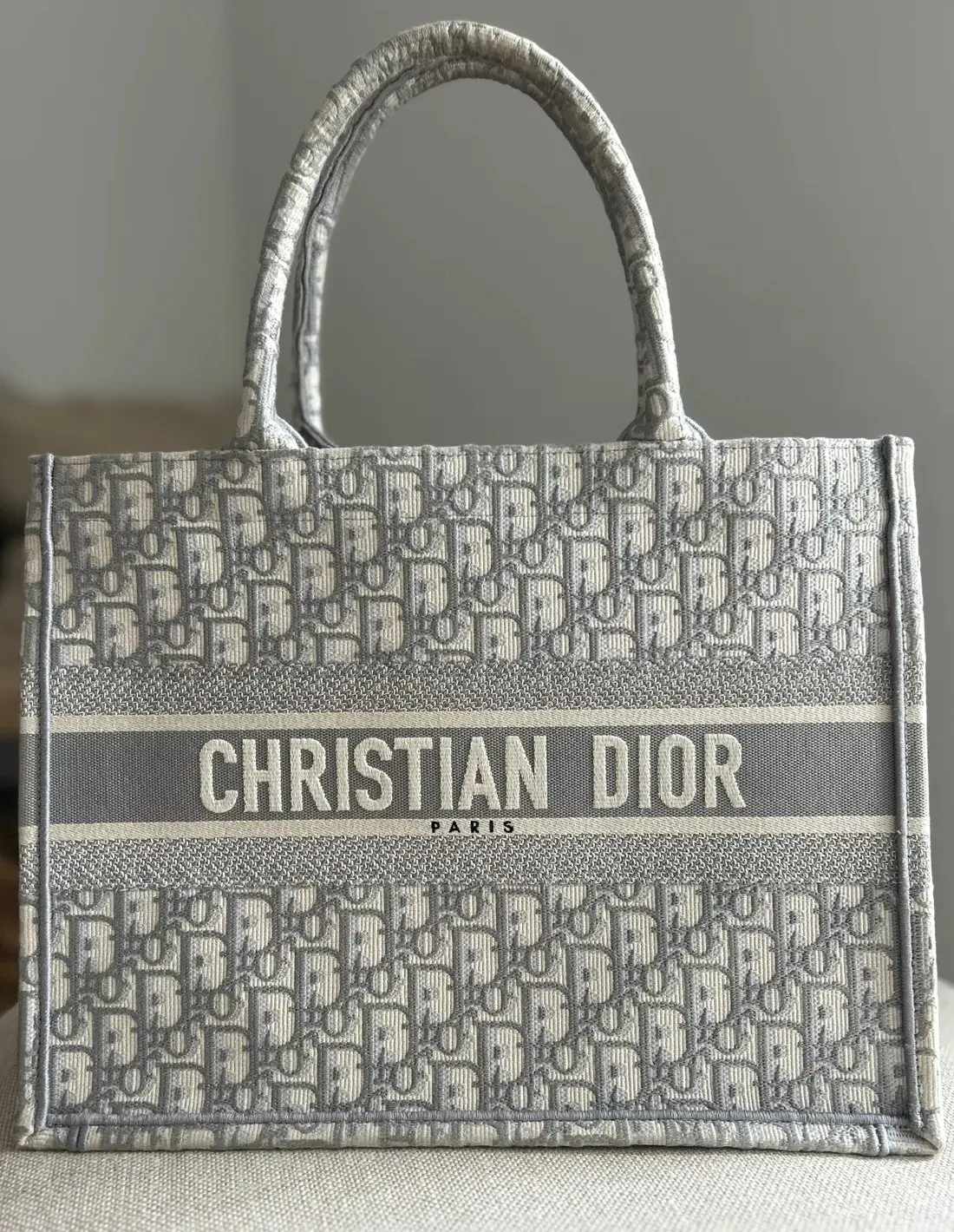 Pre-owned Dior Oblique Embroidered Tote Bags Medium Book Tote Bag