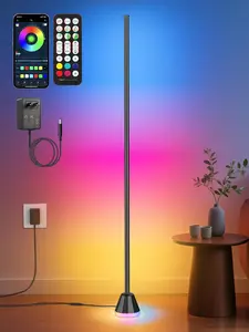 RIYO Corner Floor Lamp - Smart LED Corner Lamp for Bedroom, Living Room & Gaming Room, 16 Million DIY Colors with Music Sync, App & Remote Control, 68 Scene Modes, Modern Ambient Lighting