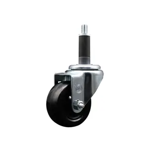 Hard Rubber Swivel Expanding Stem Caster w/3" x 1.25" Black Wheel and 1" Stem - 275 lbs Capacity/Caster - Service Caster Brand