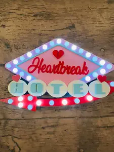 Heartbreak Hotel Valentine’s Day Marquee Sign | Retro Lighted Valentine Decor | LED Heartbreak Hotel Sign | 12” Handmade Sign