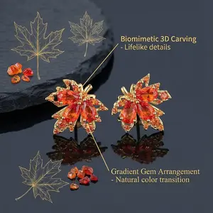 Elegant Burgundy Maple Leaf Earrings - Hypoallergenic Copper Plated + Micro-Paved Zircon | Soft for Date Nights & Brunch  Exquisite Jewelry Box Included #RomanticEarrings#DateNightStyle #BurgundyAccessories #TikTokFashionFind